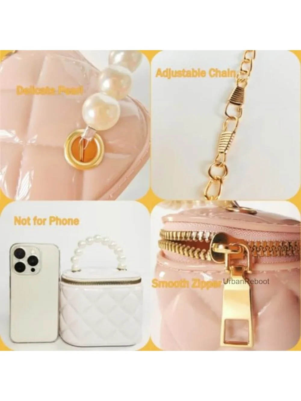 Girls Mini Jelly Purse Crossbody Bag Pearl Handle Gold Chain